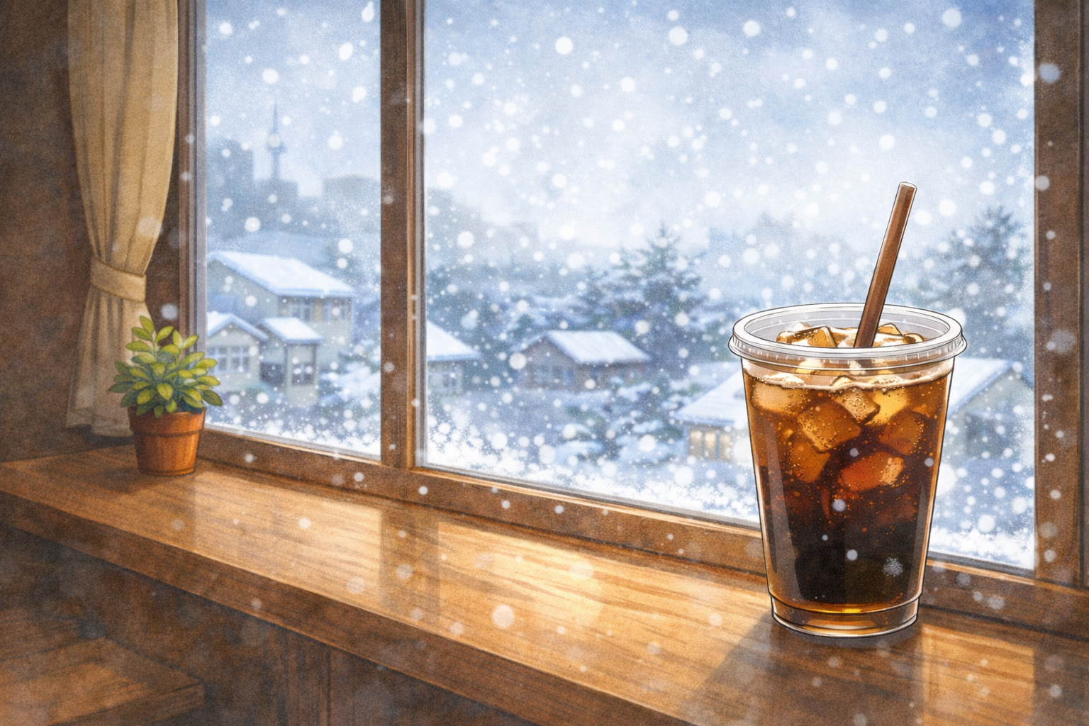 冬にアイスアメリカーノ